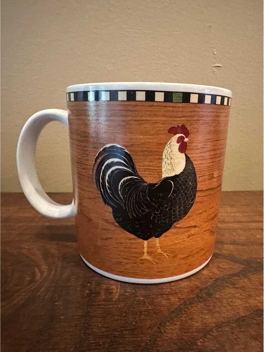 Vintage Sakura Oneida Country Quartet Warren Kimble Rooster 12oz Orange Mug |